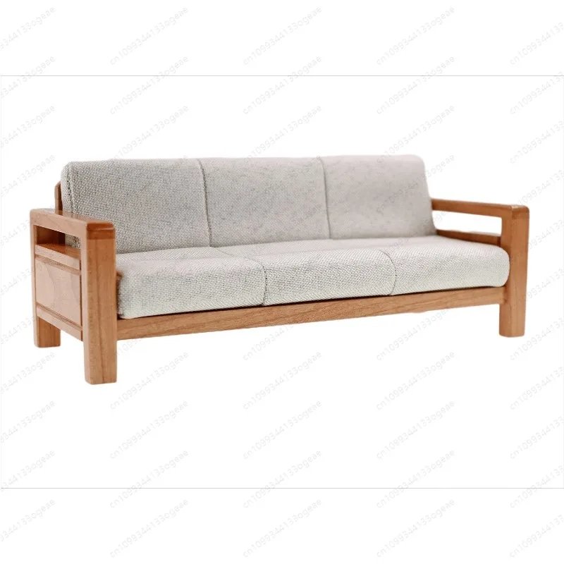 1:12 Mini-Möbel Massivholz-Sofa Sessel Stoffsofa, Miniatur