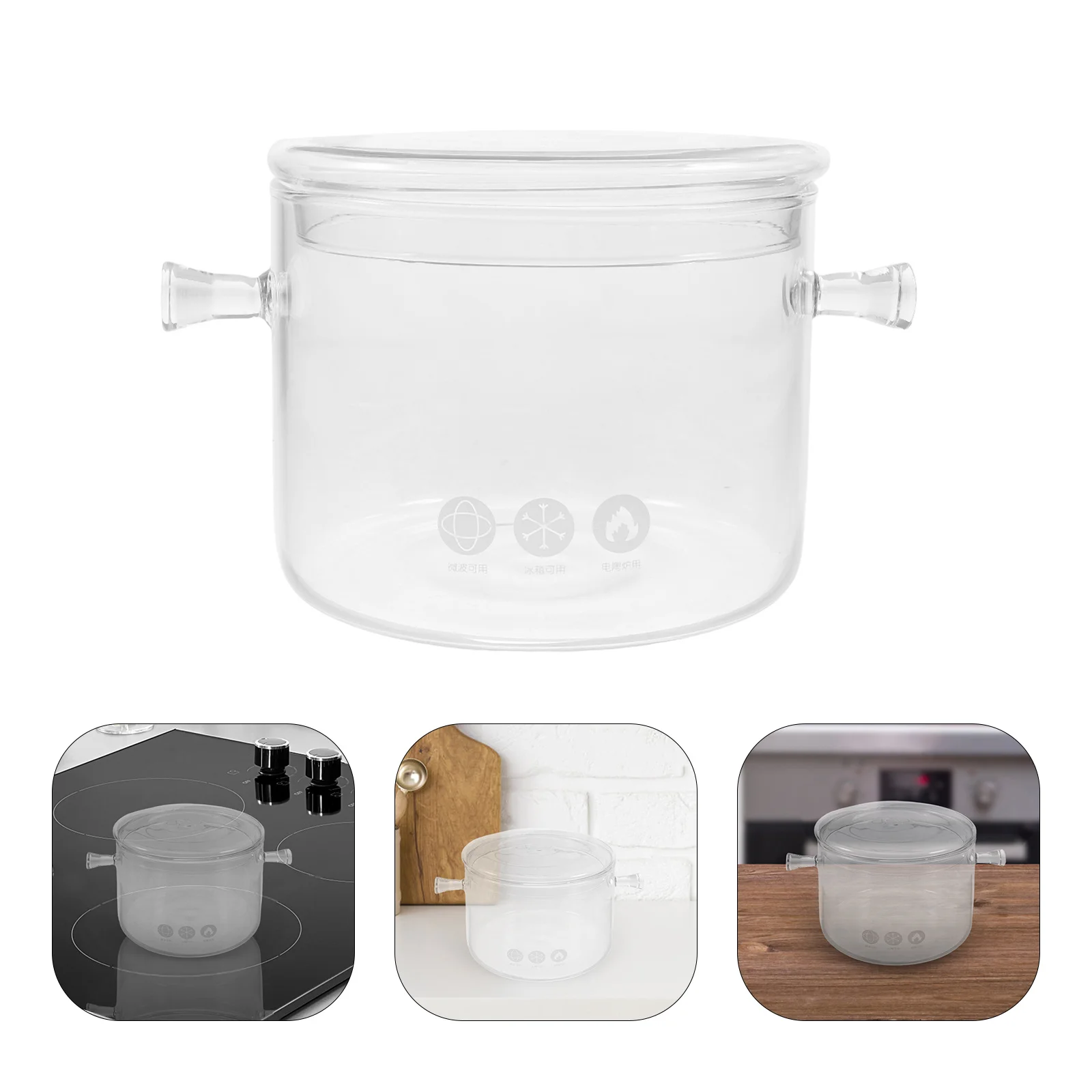 

Clear Glass Cooking Pot Heat Resistant Stew Pot with Lid Double Handle for Soup Stewing Boiling Simmering Stew Pots with Lids
