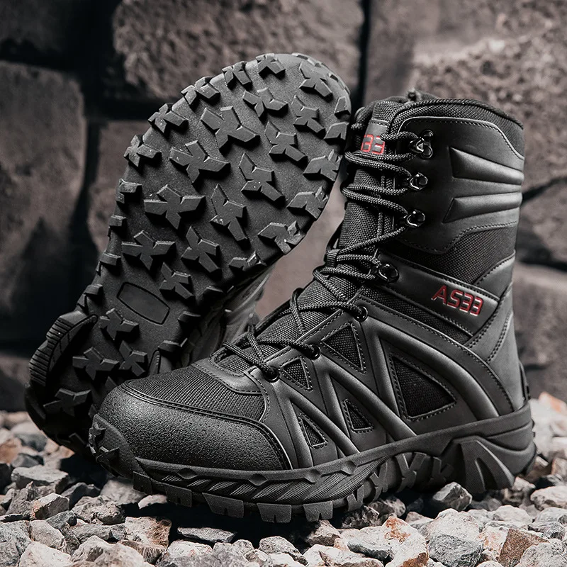 

CHRLCK Men Outdoor Hiking Boots Waterproof Non-slip Trekking Shoes Men Ankle Support Versatile Tactical Mountaineering Shoes
