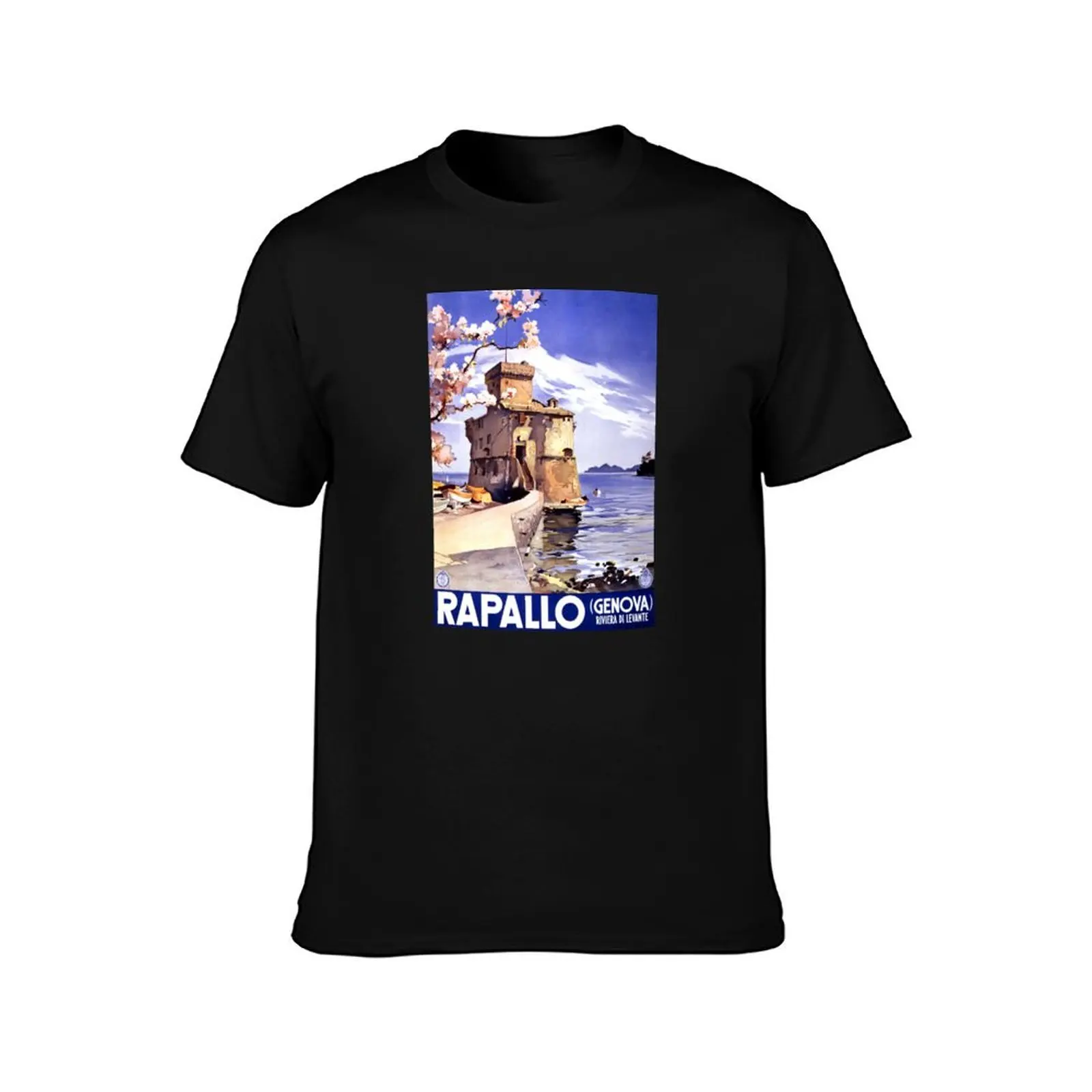 Rapallo Genova Italy Vintage Travel Poster T-Shirt Summer Casual Cotton Tee Oversized Streetwear Tops Vintage Graphic Print