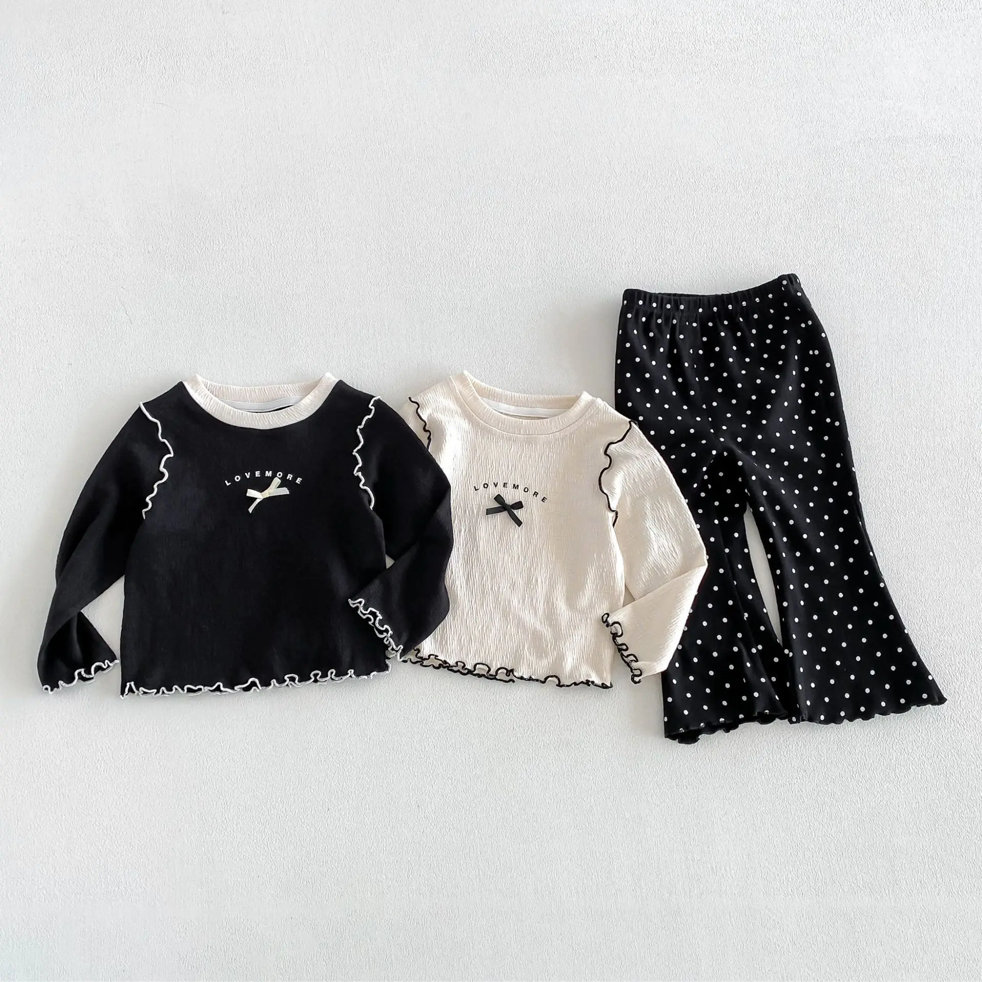 2026 Autumn New Baby Long Sleeve T Shirts Girls Sweet Bow Letter Bottoming Shirts Toddler Cotton Tops Kids Clothes