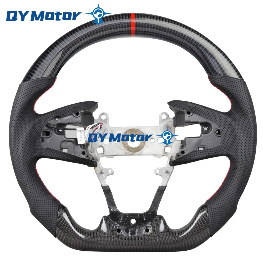 

Real Carbon Fiber Steering Wheel For Honda Civic 10th Type-R FC FK8 2016-2023 Perforated Leather Red (North American Spec)