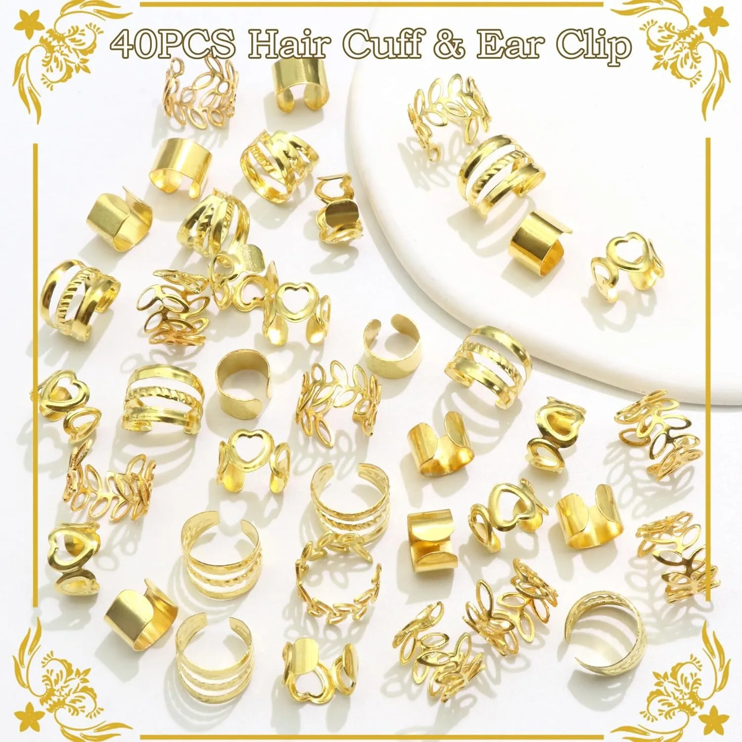 40pieces, the fashionable new braid loop hair buckle is suitable for daily wear and can be worn by both men and women