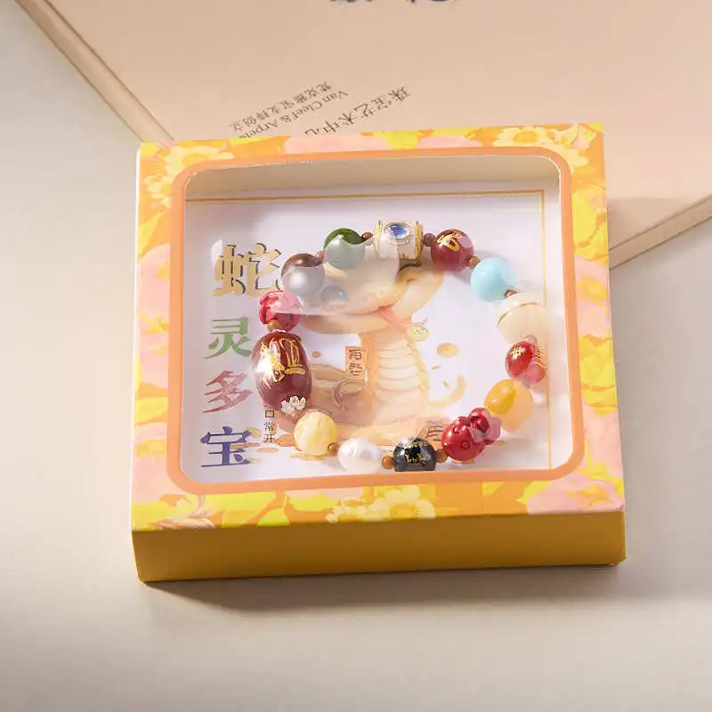 

Браслет Lucky Snake с несколькими драгоценными камнями из киновари и агата, бусины Бодхи, унисекс, ручная работа, идеальный праздничный подарок, ювелирные изделия