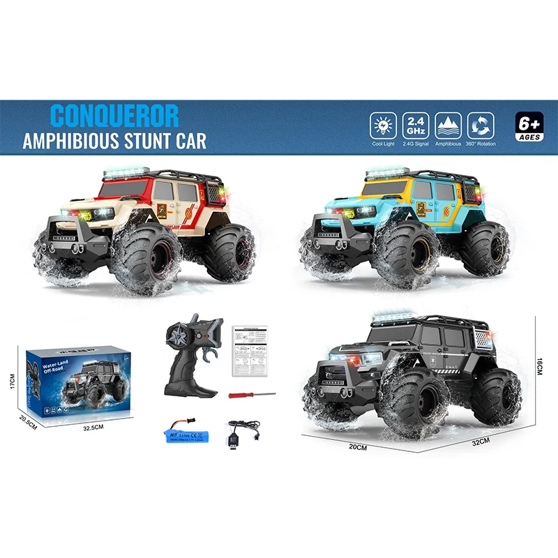 

Автомобиль с дистанционным управлением, трюковый автомобиль-амфибия, альпинистский полноприводный внедорожник, пляжная игрушка, игрушечный автомобиль на большой ноге