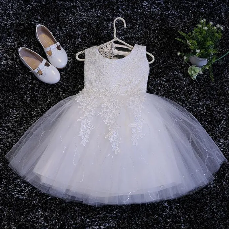 Sequin Toddler Girl Princess Dress White Evening Party For Kids Big Bow Teen Children's Prom Vestidos De Festa