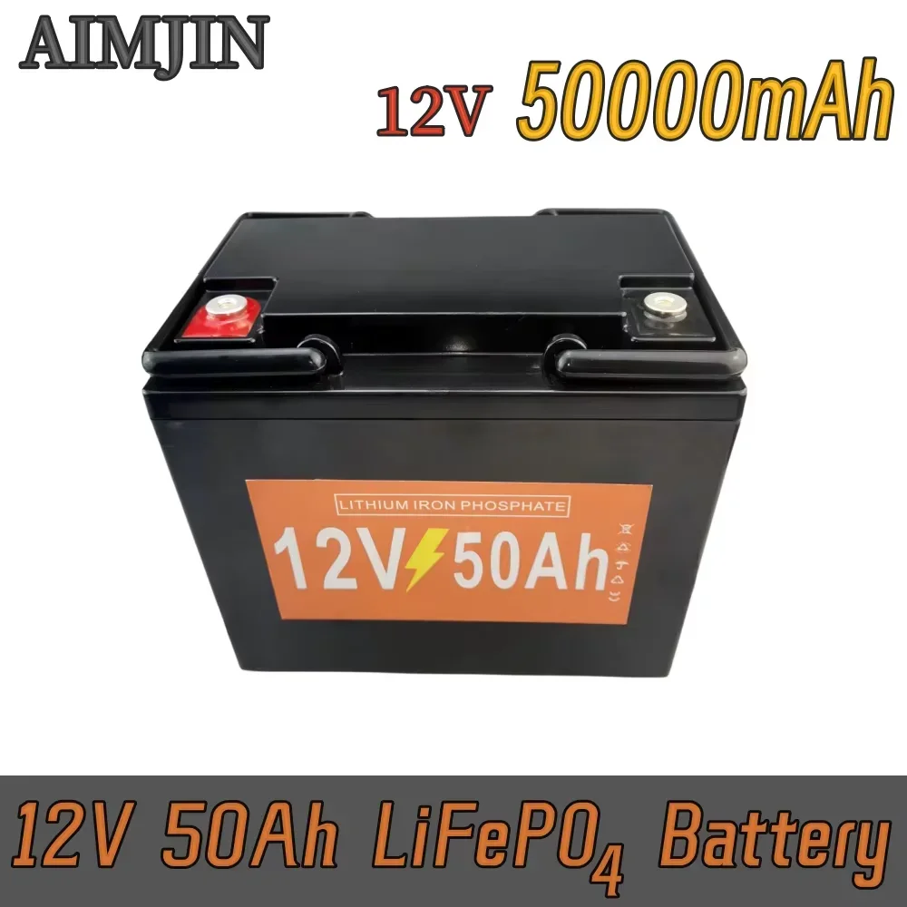 

12V 50Ah Lithium Portable LiFePO4 Battery，4000+ Cycles Lithium Iron Phosphate，Built-in BMS,Perfect for Marine and RV Application