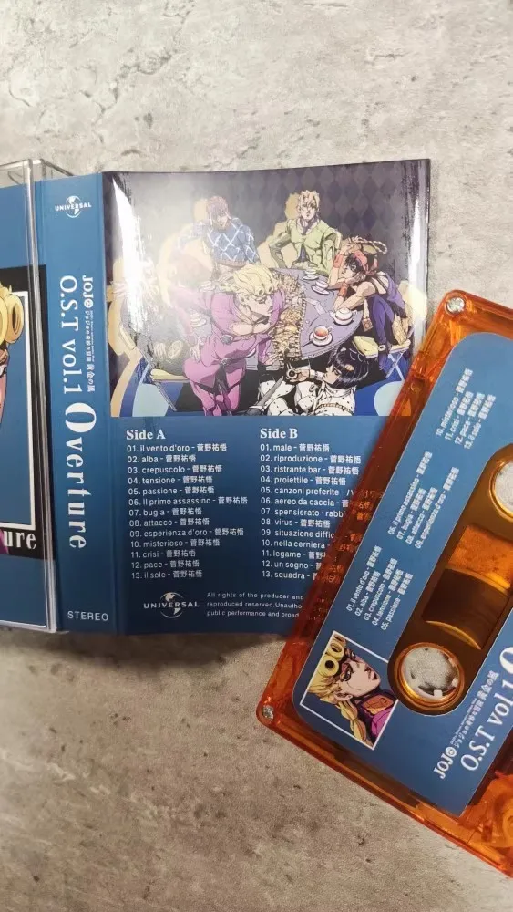 Anime JoJo's Bizarre Adventure Kanno Yuugo Music Tape Golden Wind OST Album Cassette Cosplay Walkman Soundtracks Box Party Music