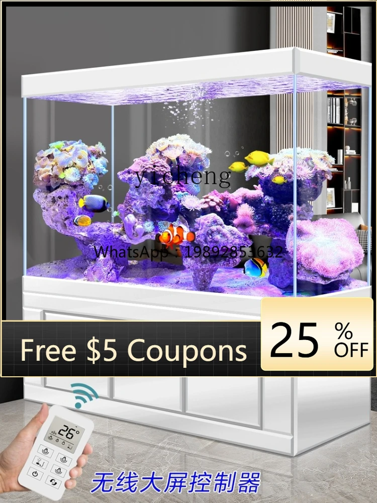 

L2-4 Super White Glass Ornamental Fish Tank Medium and Large Bottom Filter Light Luxury Living Room Partition Household