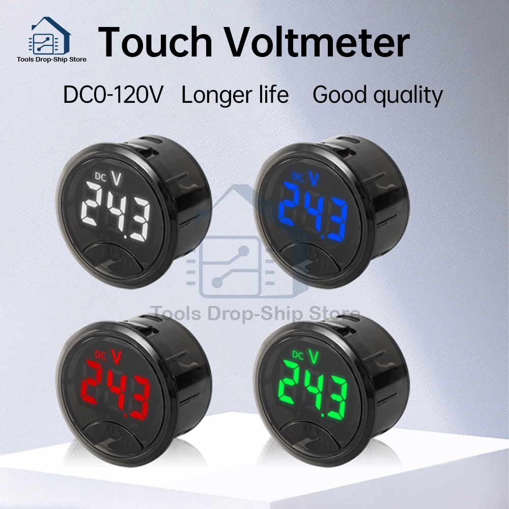 DC 7-120V LED Digital Display Circular 3-wire Voltmeter DC Digital Voltmeter Head Display Reverse Connection Protection Tools