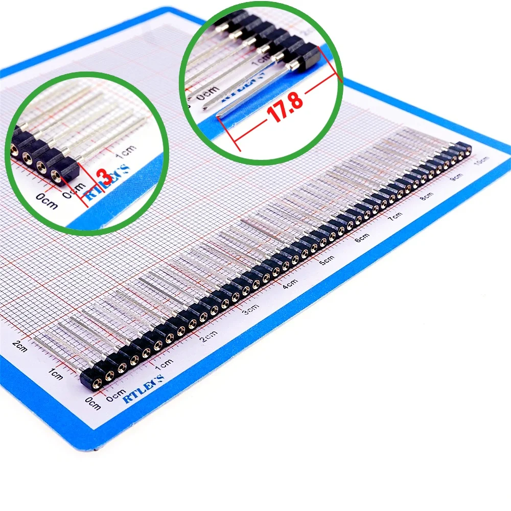 Receptacle 2.54 Pitch Contact Clip Female Header Machined Strip IC Socket 1x40 Postion Wire Wrap SIP Square Terminal 17.8MM