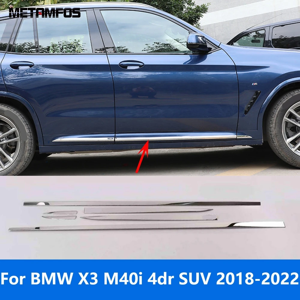 

Для BMW X3 M40i 4-дверный внедорожник 2018-2020 2021 2022: Хромированные накладки на боковые двери, молдинги, декоративные полосы, аксессуары для стайлинга автомобиля