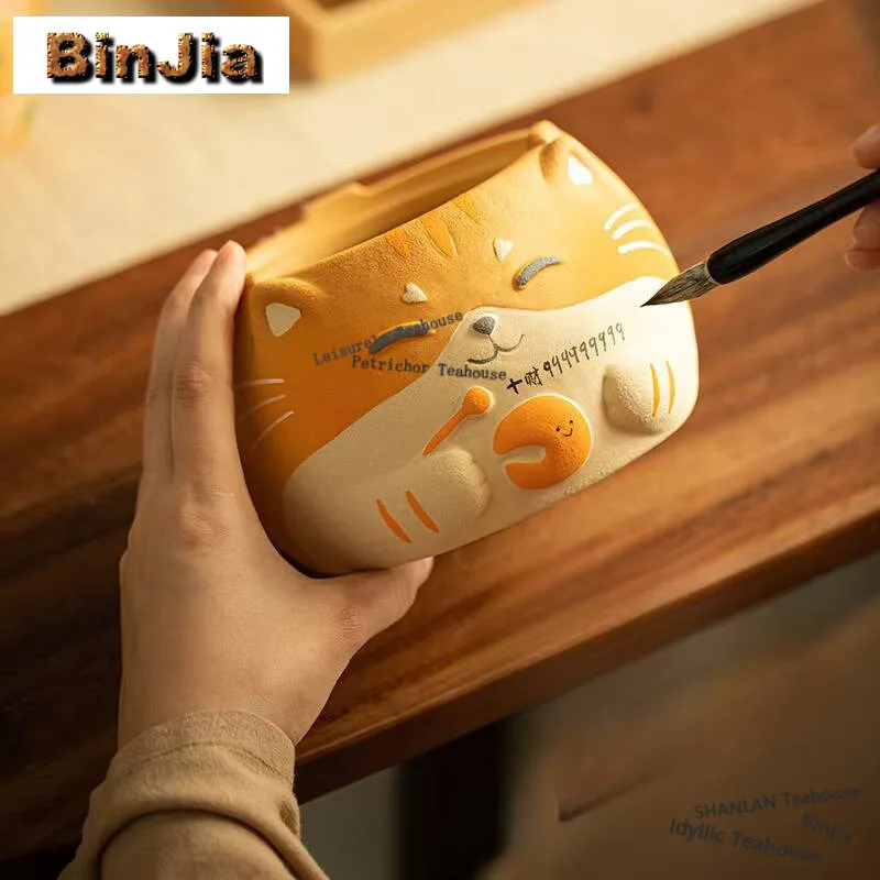 

Cute Wooden Fish Warmer Tea Stove For Boiling Water Kettle Outdoor Cat Charcoal Barbecue Stove Household Dry Burning Pot Teaware