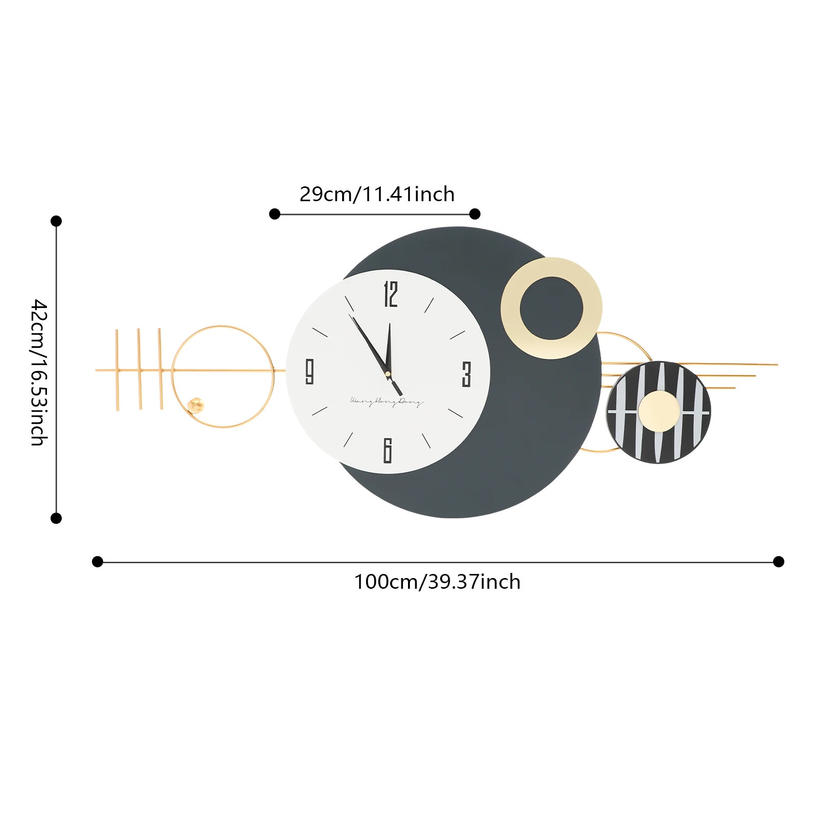 

39,37*16,54 дюйма настенные часы, современные декоративные художественные часы, металлические настенные часы на батарейках для спальни, кухни, офиса, помещения