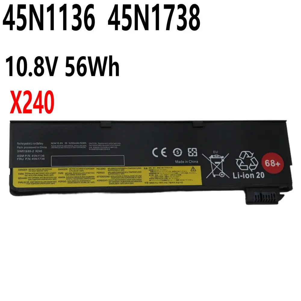 10.8V 56Wh 45N1136 45N1738 45N1130 45N1735 68+ Laptop Battery For Lenovo ThinkPad X240 X250 X260 X270 T550 T440S T450 T460P