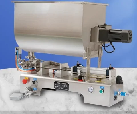 Semi-Automatic Horizontal Pneumatic Paste Filling Machine Seasoning Ketchup Butter Sauce Mixing Packaging Featuring Bearings