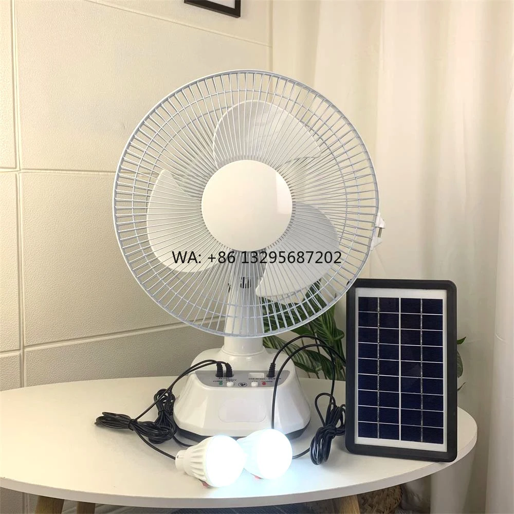 

Factory Price 12 Inch Rechargeable Desktop Table Fan Portable Home Electric Solar Fan with Solar Panel