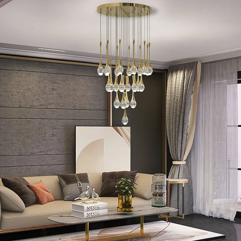 

Chandeliers Hall and Living Room Modern Crystal Pendant Luster Villa Loft Lamp Lighting for Dining Chandelier Over the Table