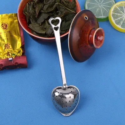 New Heart Shaped Filter Tea Balls Stainless Steel Tea Strainers Oblique Tea Stick Tube Tea Infuser Steeper