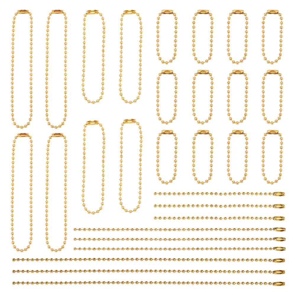 105Pcs Round Ball Bead Iron Tag Chains DIY Dog Tag Keychain Label Connector Bracelet Jewelry Making Finding