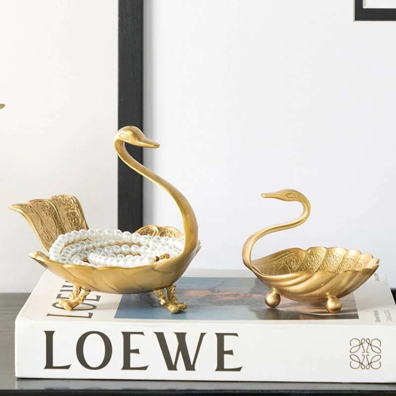 

Luxury golden swan storage ornaments,jewelry tray,dried fruit tray,entrance key storage trays,home decoration housewarming gift