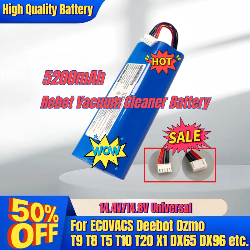 

Robot Vacuum Cleaner Battery 14.8V Replacement for ECOVACS Deebot Ozmo 950 T8 T8+ T10 T9 T5Max X1 X2 Turbo Pro Omni DX96 DX93