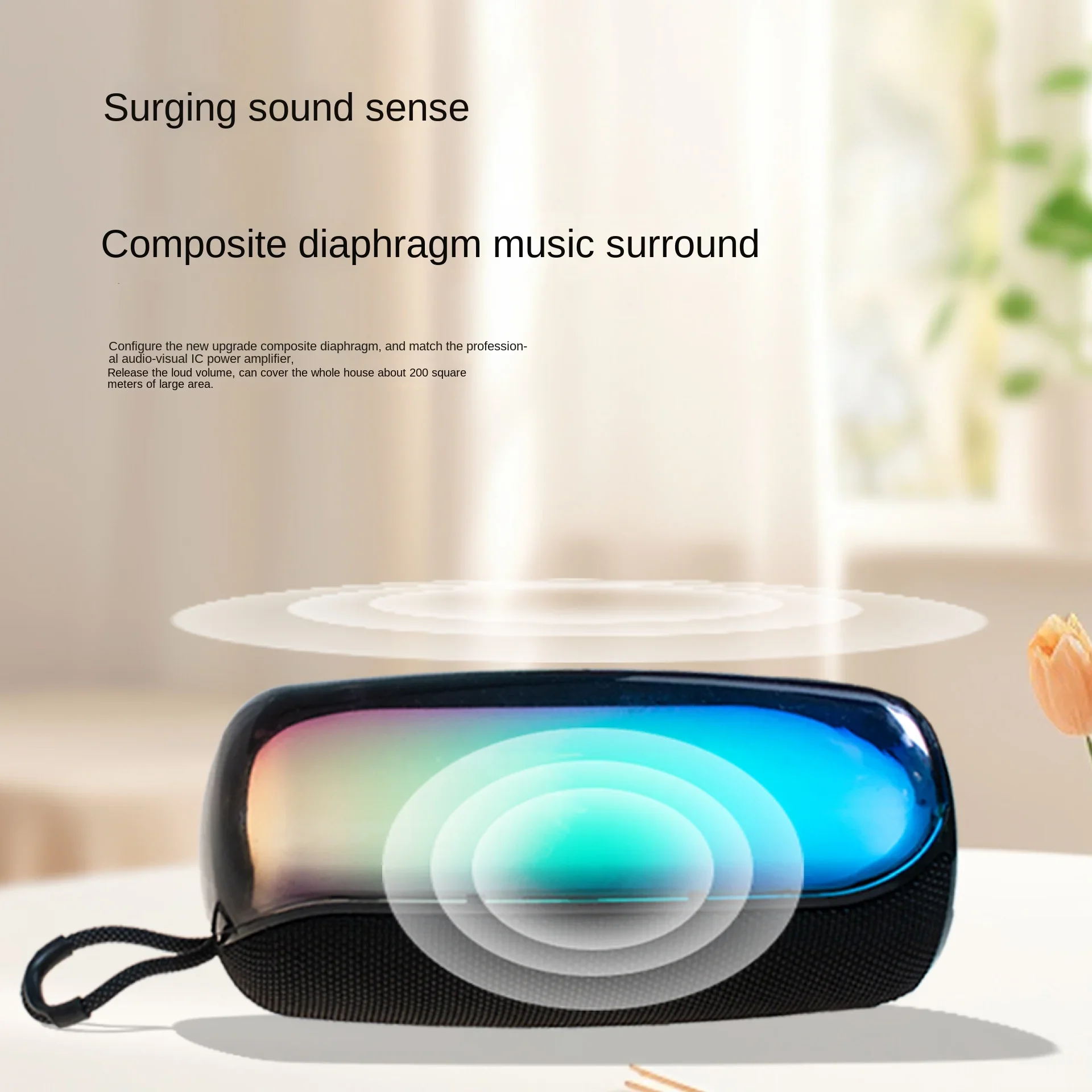 RGB colorful lights wireless bluetooth speaker outdoor portable high power cloth car audio