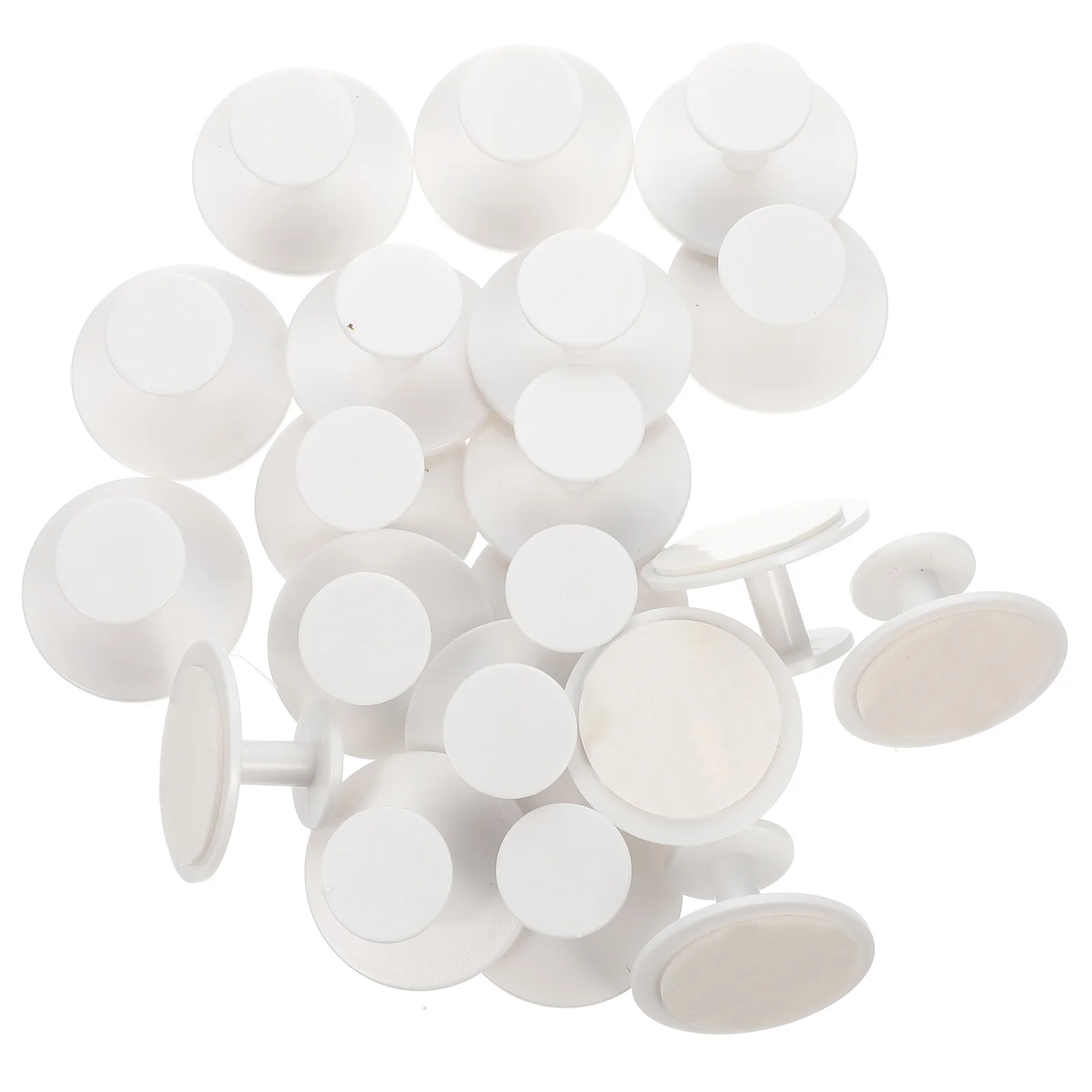 

20pcs No Punching Hooks Cabinet Knobs Plastic Sturdy Smooth Drawer Wardrobe Closet Door Self Adhesive Instant Pulls Handles