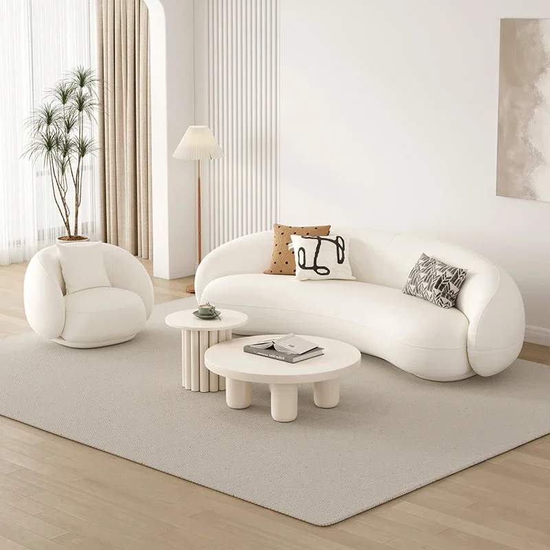 

Cream Wind Nordic Sofa Minimalist Modern Living Room Curved Relaxing Sofa Decor Designer Aesthetics Muebles Home Furniture