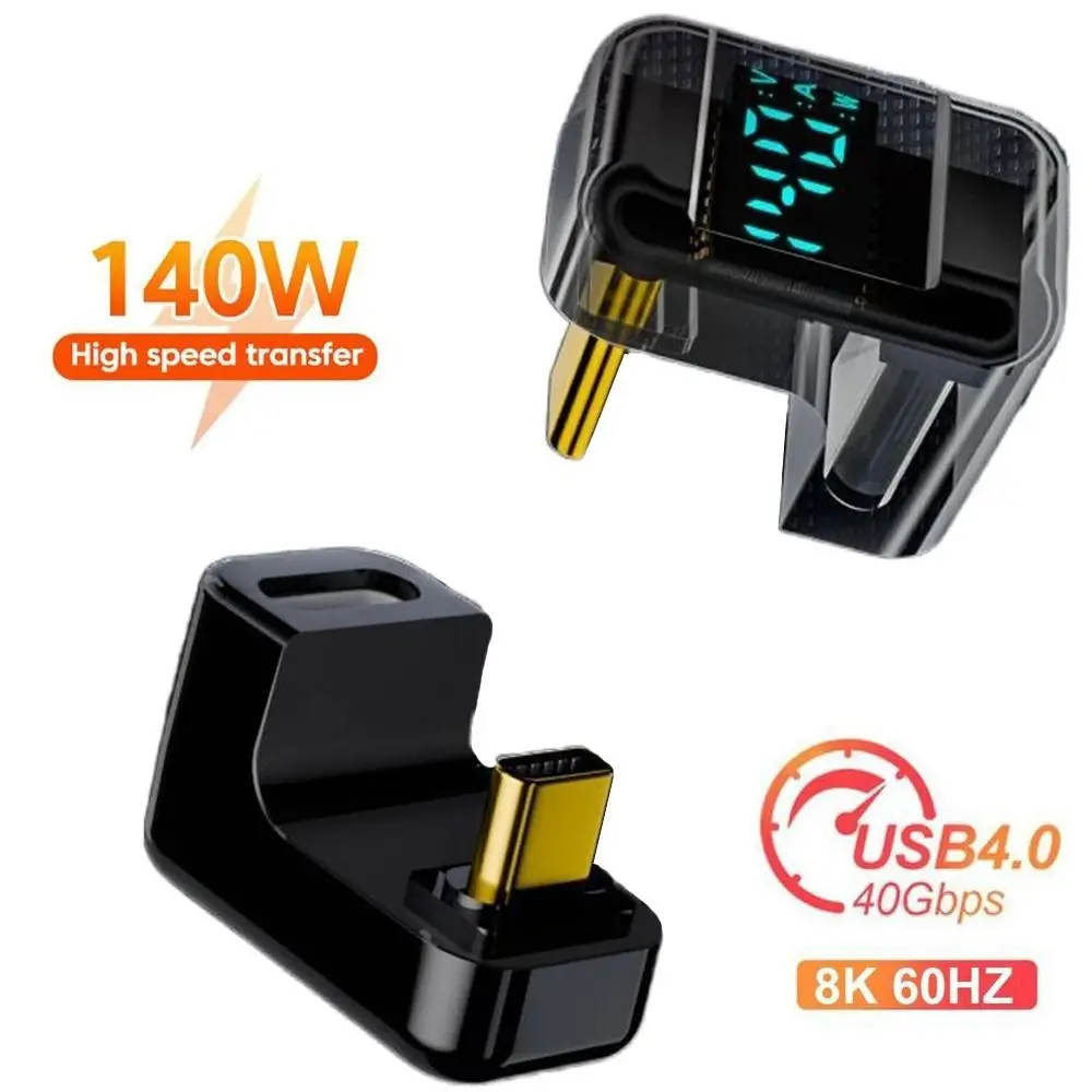 1PC Digital LED Display USB 4 Type-C Adapter 8K 60HZ 40Gbps Power Meter Tester PD 140W 180Degree Elbow USB C Extension