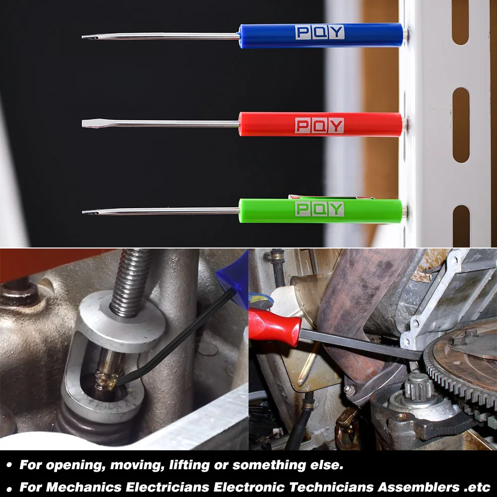 Mini Pocket Clips Screwdriver Strong Magnetic Slotted + Pocket Pry Bar Short Angled Operating Handy Tool 4-Sided Grip image 6