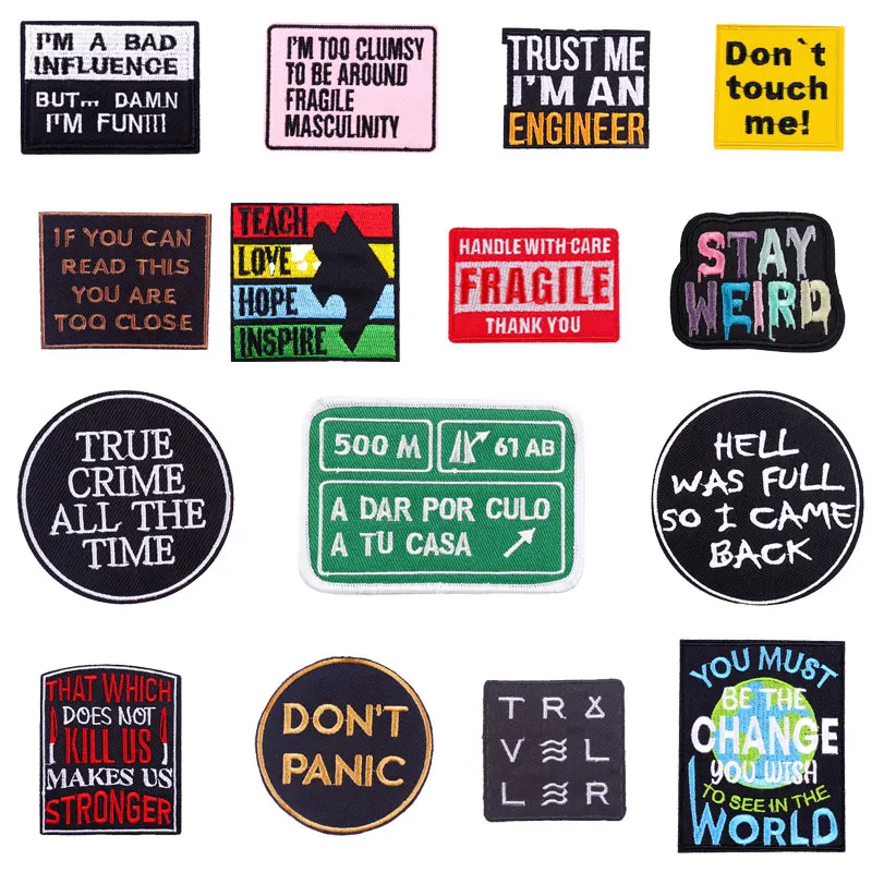 Language Embroidery Patches dont Touch me iron on patches for Clothing Tactical Patches DIY  Uniforms Badges sewing Stickers