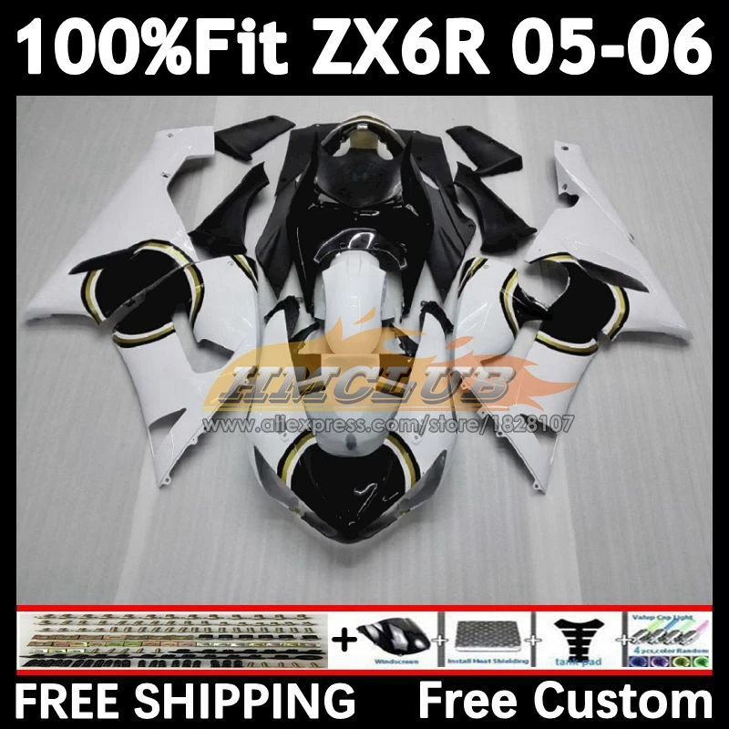 Injection Body For KAWASAKI NINJA lucky strike ZX-636 ZX-6R 2005 2006 156No.6 ZX600 ZX 636 6R ZX636 ZX-600 ZX6R 05 06 Fairings