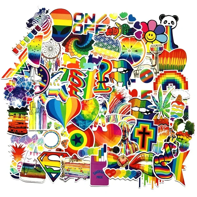 1Sets=60PCS Colorful Stickers Rainbow Love Stickers Suitcase Computer Stickers