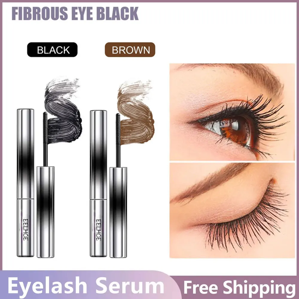 EELHOE Mascara 3D Fiber Lashes Thick Lengthening Long Black/brown Lash Eyelash Extension Eye Lashes Brush Makeup Eye-Cosmetics