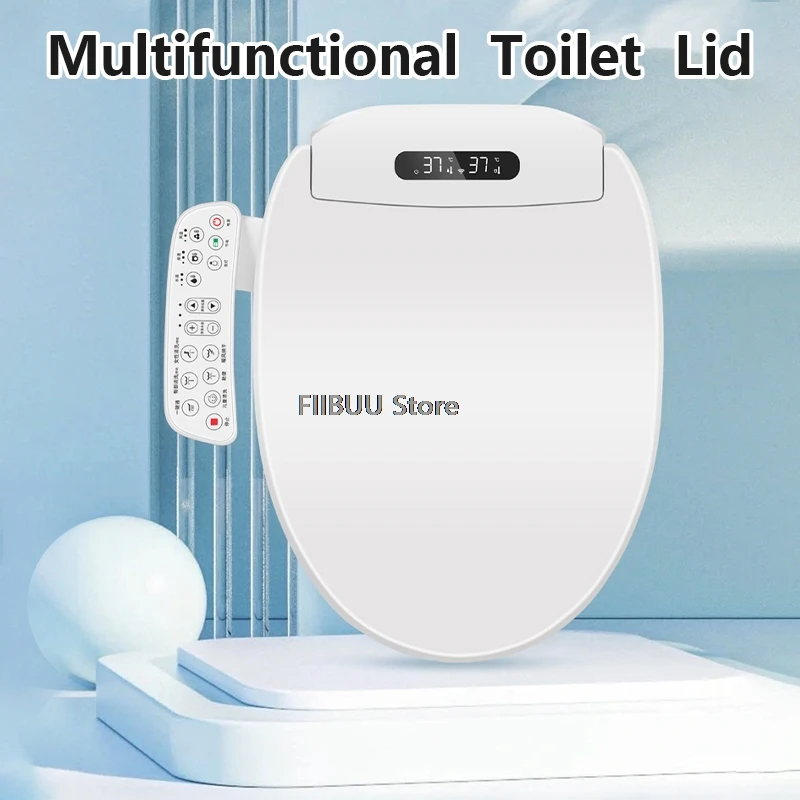 Electric Smart Bidet Toilet Seat with Heated Toilet Seat Instant Warm Water Slow Close Elongated Intelligent Toilet Cover Lid