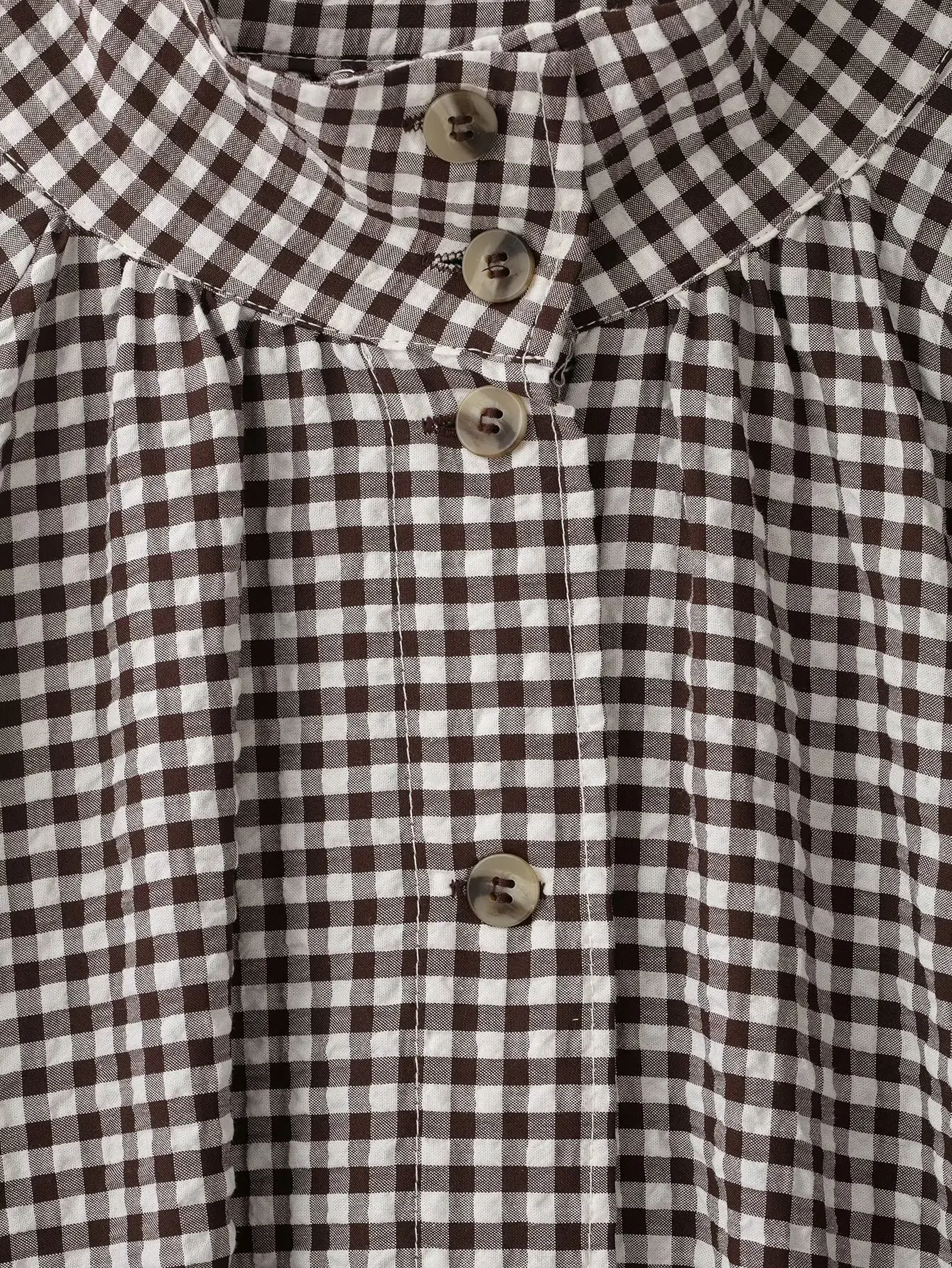2026 Neue Damen Kurzarm-Bluse mit Langen Ärmeln, Stilvolle Karierte Freizeitbluse für Herbst und Frühling, Elegante Oberteile mit Stehkragen und Knöpfen – Detail 10