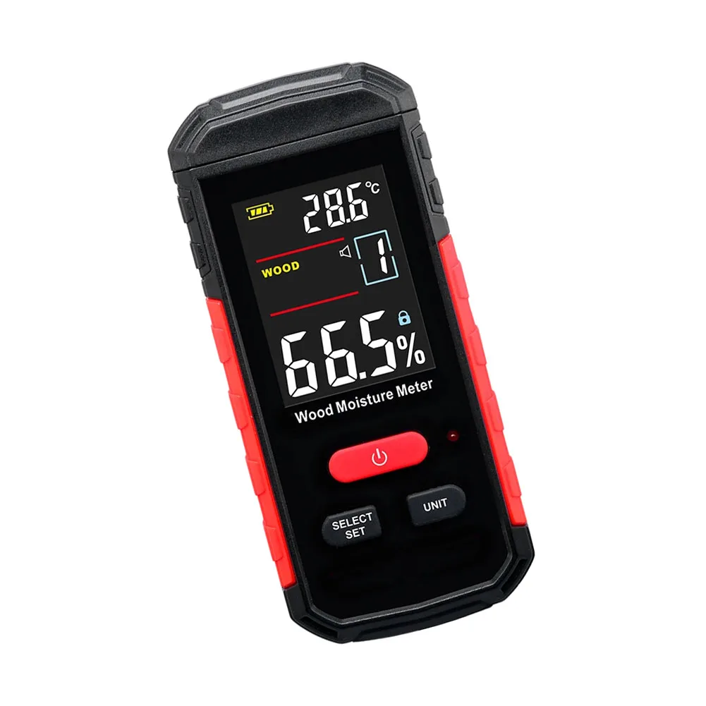 WT635 Moisture Meter for Wood and Concrete Testing 8 Wood Settings 2 Building Material Settings Backlit LCD Screen