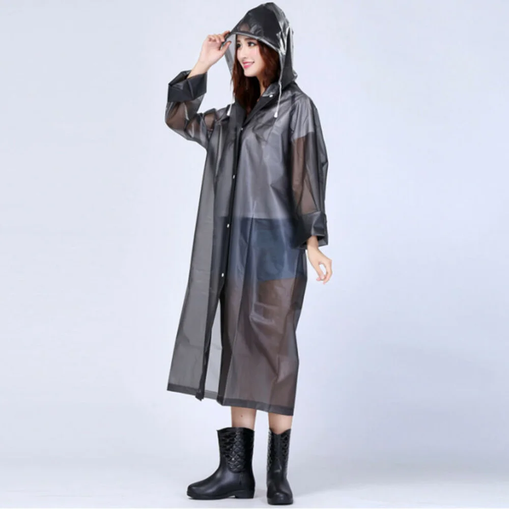 EVA Raincoat Men Women Hooded Ponchos Jacket Thicker Waterproof Rainwear Reusable Durable Soft Breathable Raincoat