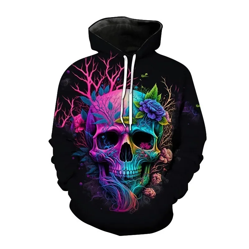 Spring fall Hip hop Skull hoodie 3D printed Skull street wear pullover long sleeve sweatshirt Women men casual fashion sweatshir