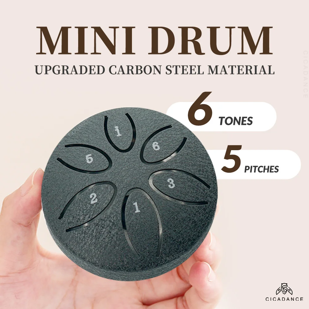 3 Inch 6 Tone Tongue Drum Pentatonic Mini Steel Drums With Mallet Meditation Yoga Percussion Musical Instruments Christmas Gift