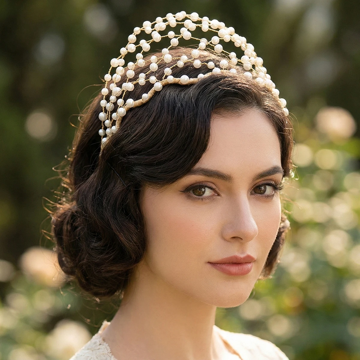 

Изысканная жемчужная сетка для волос для женщин, элегантная тиара ручной работы, аксессуары для волос, банкетные украшения головы, изысканные подарки для подружек невесты