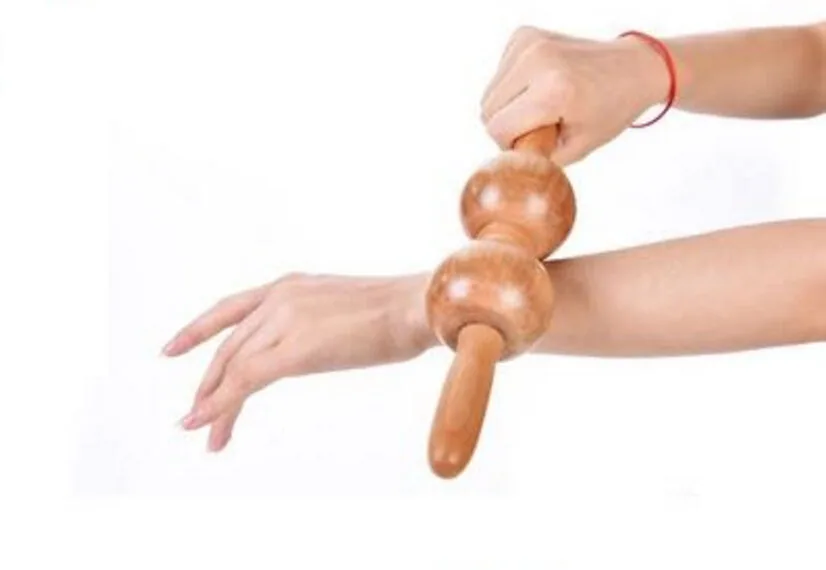 Wooden roller massager Solid wood back leg massage massage hammer double massage ball rolling spine