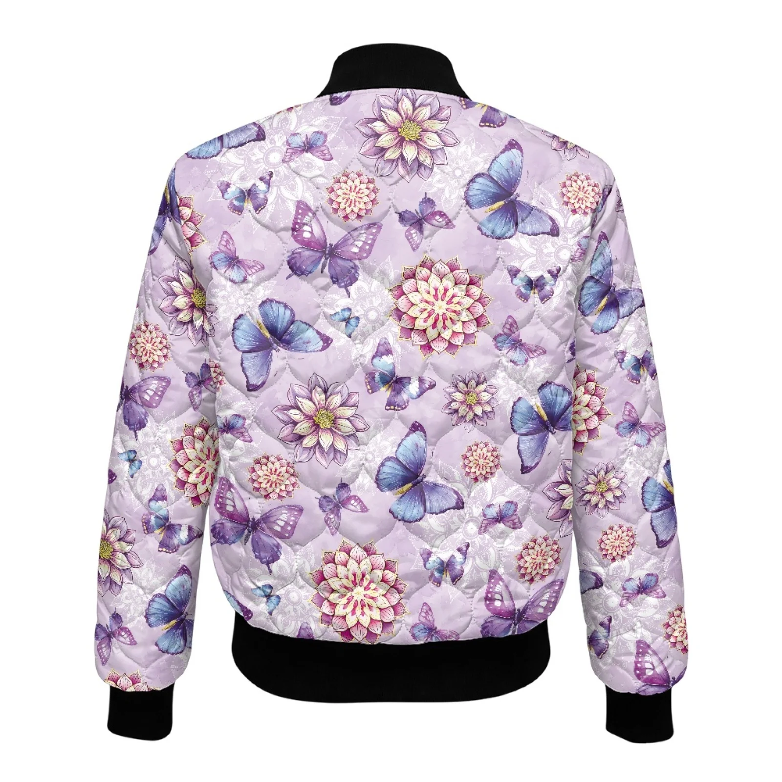 PENSTROLL Butterfly Floral Women Long Sleeve Warm Padded Zipper Outer Coat Water-Resistant Button down Coats for Daily Wear