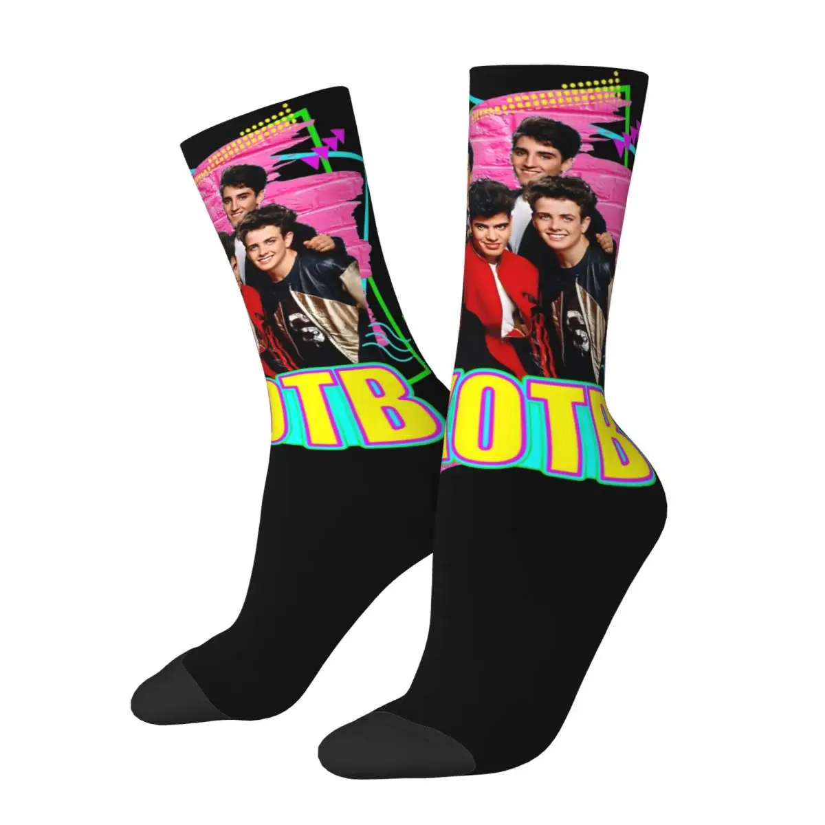 

Retro New Kids On The Block Rock Band Theme Design Print Crew Socks All Season Music Album Tour 2024 Cute Middle Tube Socks