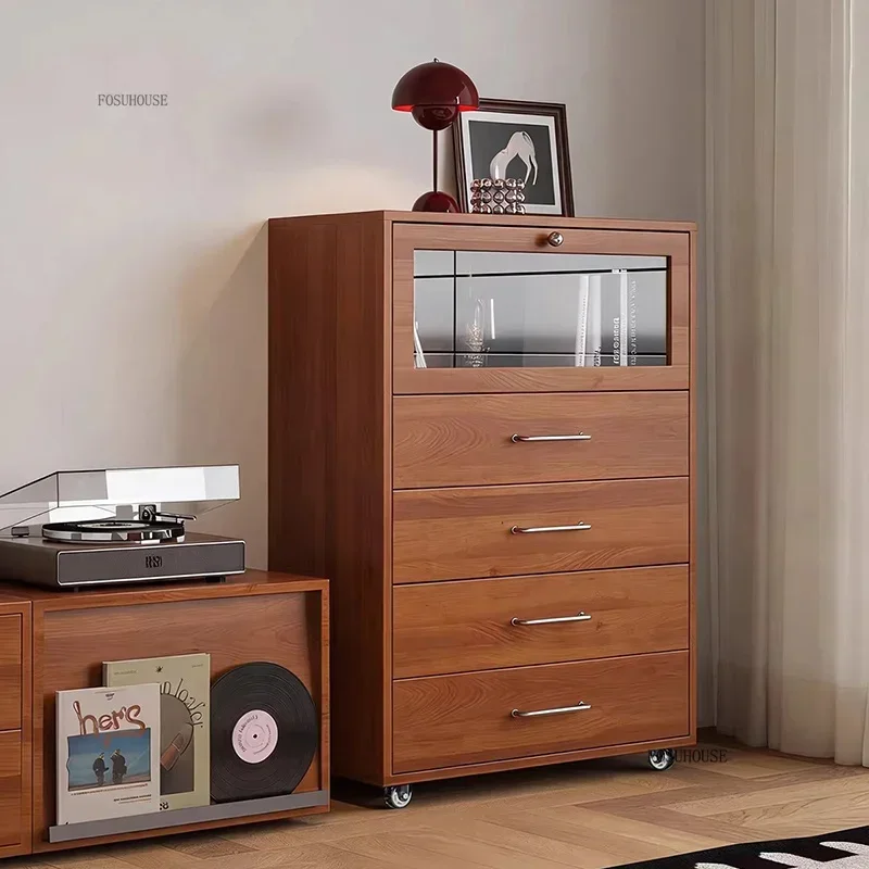 #Living Room Cabinets Nordic Vintage Multi Purpose Chest Of Drawers Unique Movable Storage Locker Home Bedroom Organizer