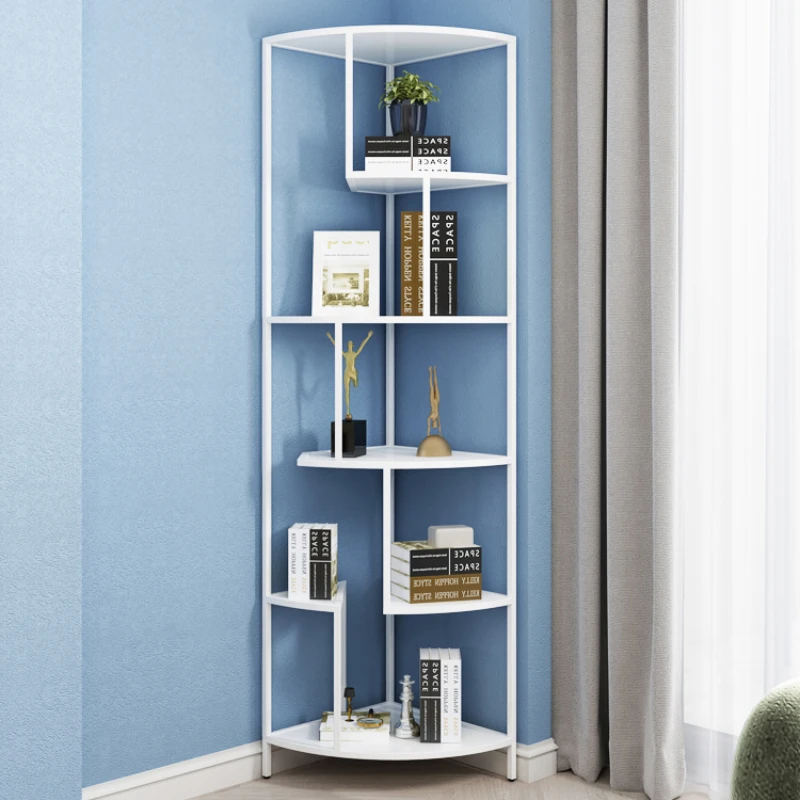 Simple vertical corner bookshelf floor shelf living room home modern simple wrought iron bookcase