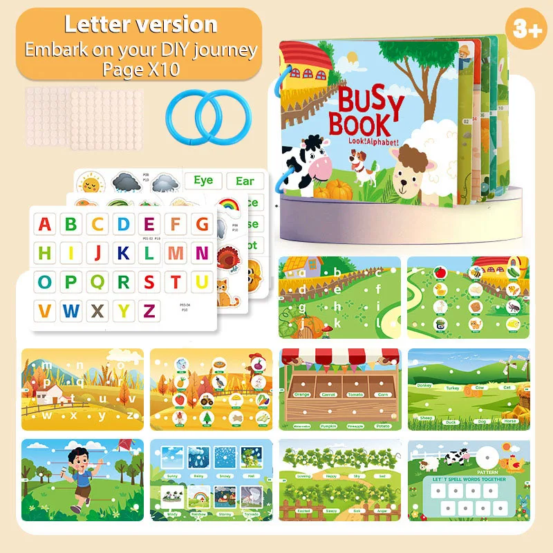 

Alphabet Quiet Book Learning English Spelling Card Pronunciation Learning Literacy Card Erasable Children's Alphabet Notebooks