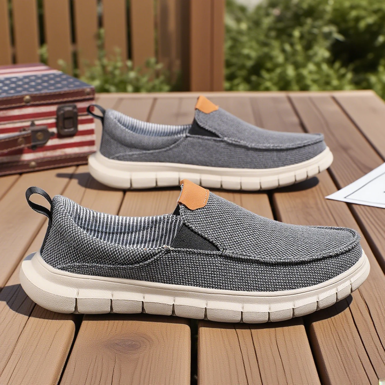 

Sports Shoes for Men, Casual Loafers, Minimalist Canvas Shoes - Thick EVA Sole, Lightweight Walking Sports Shoes, Daily Wear