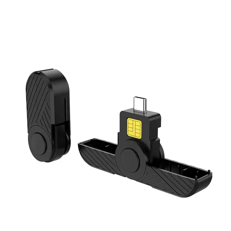 A64I Foldable USB Type C Common Access Smart Card SIM Card/IC Bank Chip Card Reader Compatible with MacOS Smart Phone,Black
